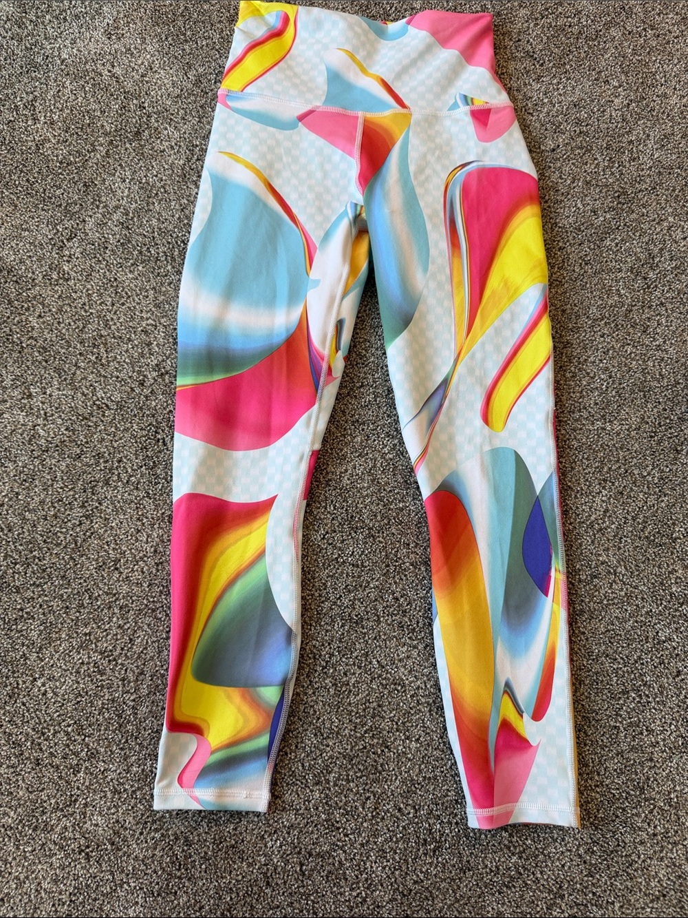 Women’s small Powerhold by Fabletics Multi color Abstract Print Leggings -